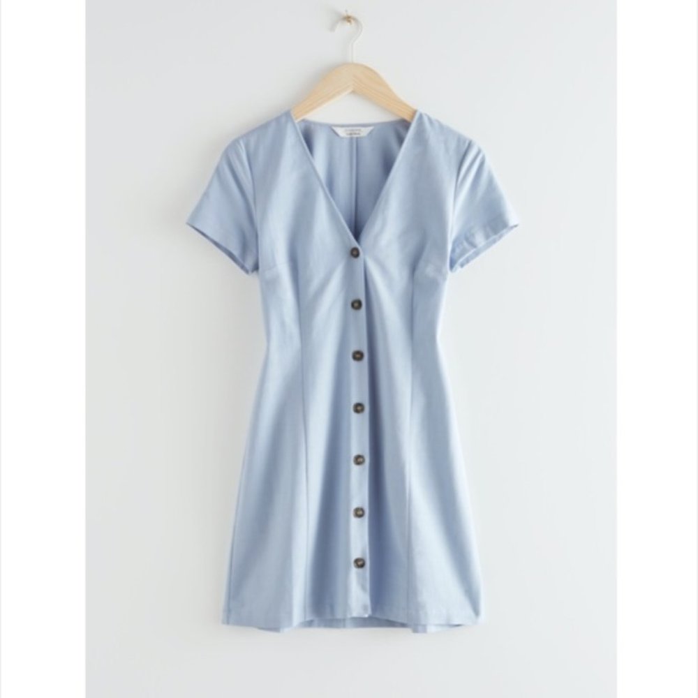 & Other Stories Hourglass Mini Dress - Light Blue NWT